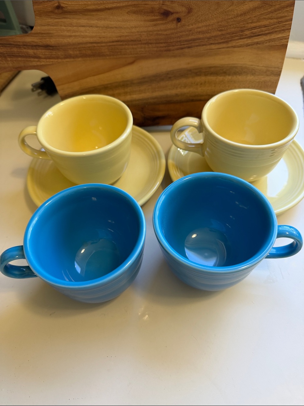 Yellow and Blue Ceramic Cup and Saucer Set - Home Dining fiestaware